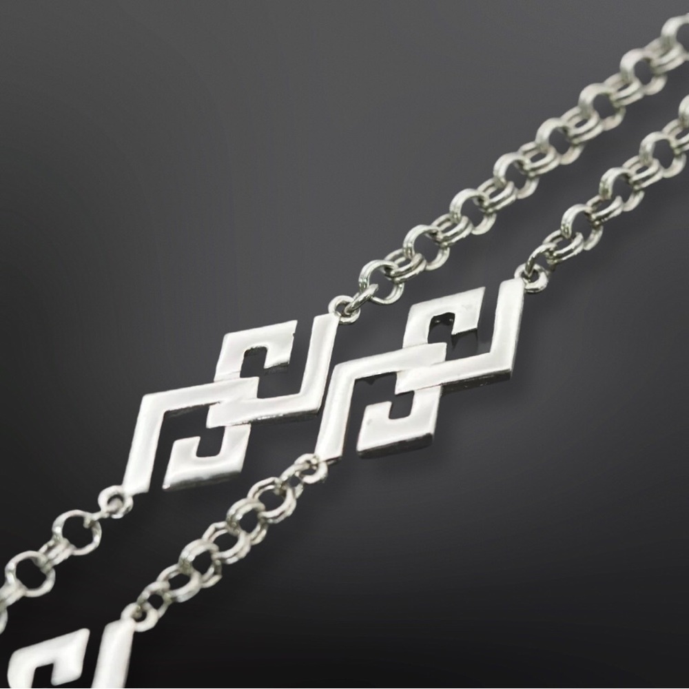 AUTHENTIC VINTAGE GIVENCHY SILVERTONE CHAIN GG CLASP LONG NECKLACE 30" NR - Picture 4 of 12